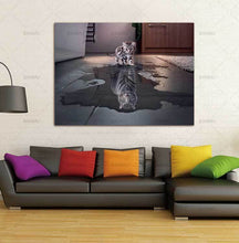Load image into Gallery viewer, Cat and Tiger Pictures Paintings Canvas Wall Art Painting Decor