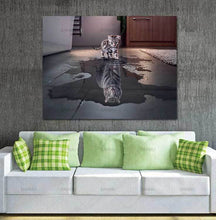Load image into Gallery viewer, Cat and Tiger Pictures Paintings Canvas Wall Art Painting Decor