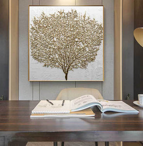 Abstract Golden Tree Pictures for Living Room No Frame