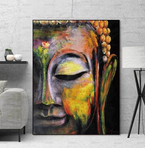 Buddha face on canvas no frame home decor Wall poster decoration