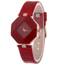 Load image into Gallery viewer, Gem Cut Geometry Crystal Leather Quartz Wristwatch Fashion Dress
